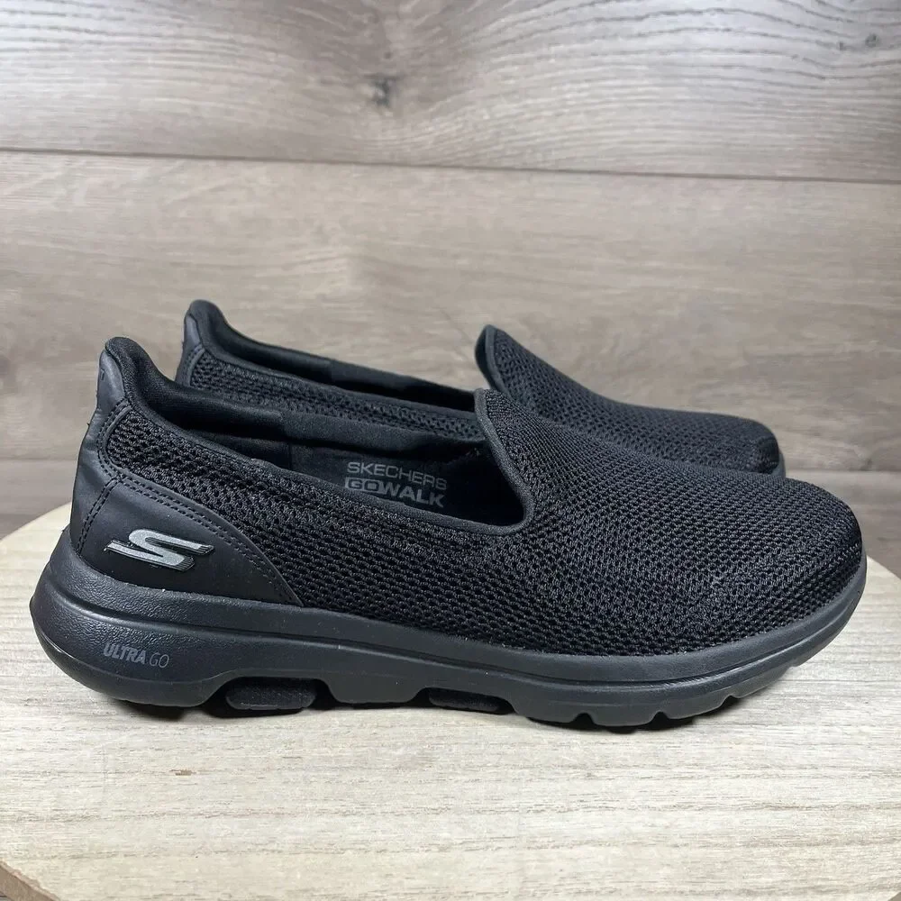 Skechers Go Walk 5 Black Slip On Walking Shoes 15901 Womens Size 7 Great Shape E